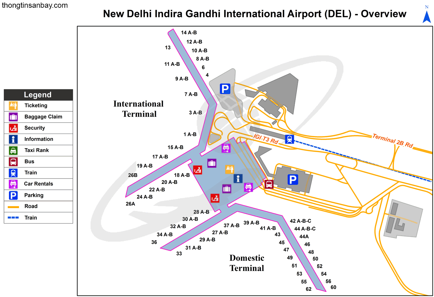 Sân bay quốc tế Ấn Độ bản đồ