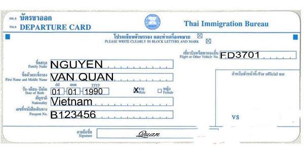 Mẫu quy định nhập cảnh Thái Lan